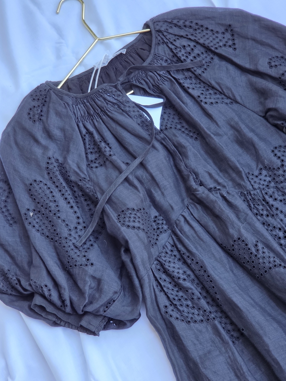 Frame Denim Charcoal Eyelet Peasant Tunic